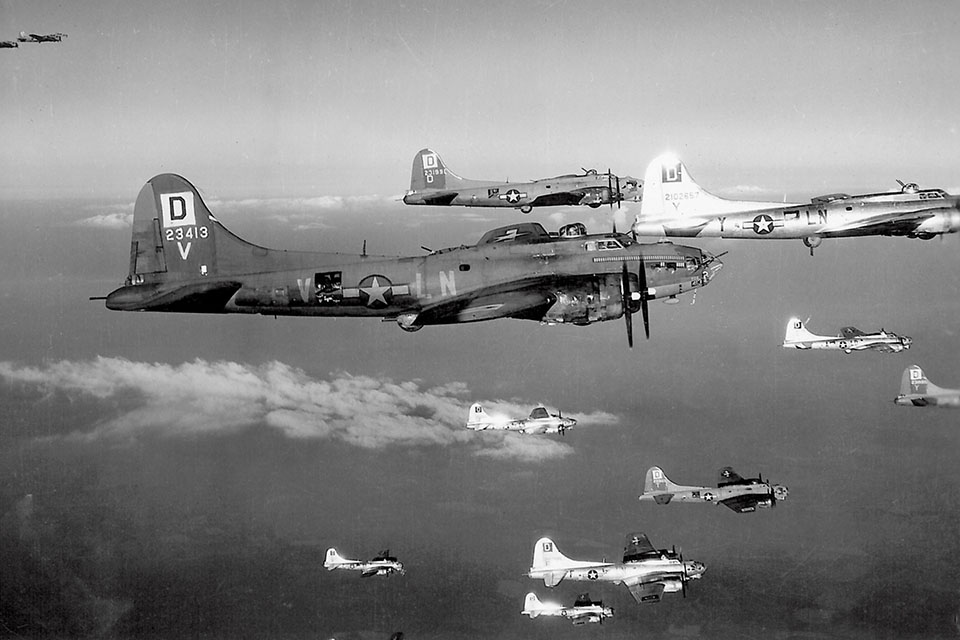 squadron of 100th Group Flying Fortresses